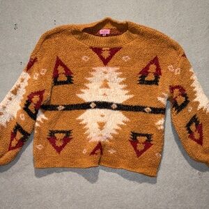 Miami Francesca's Southwest Aztec teddy pullover sweater Small